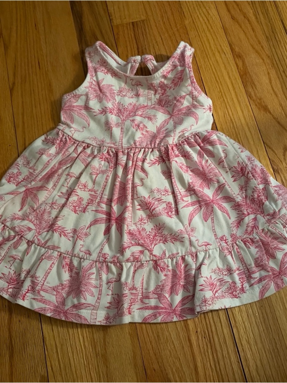 Janie and Jack White Dress with Pink Tropical Print
